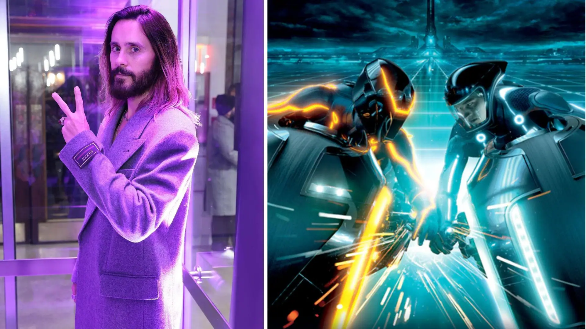Jared Leto y poster de la película Trone Legacy.